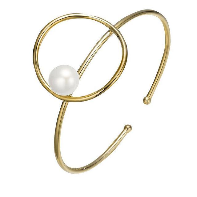 14k Gold Sterling Silver Freshwater Cultured Pearl Cuff Bracelet, Womens, Gold Tone Product Image