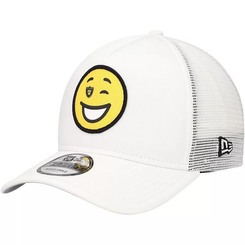 New Era Mens White Las Vegas Raiders Happy A-Frame Trucker 9FORTY Snapback Hat Product Image