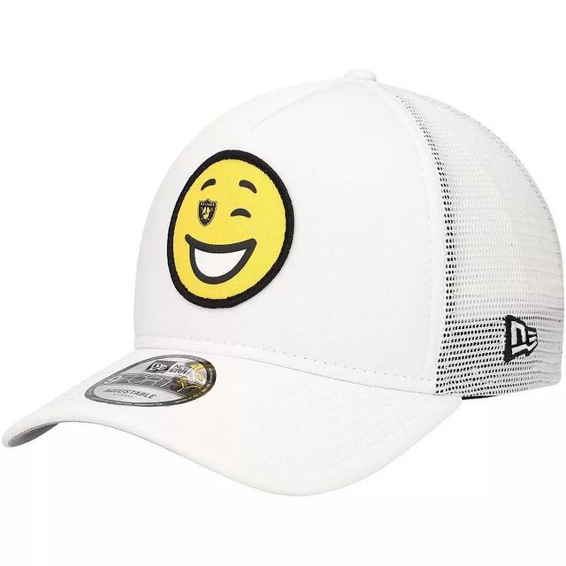 New Era Mens White Las Vegas Raiders Happy A-Frame Trucker 9FORTY Snapback Hat Product Image