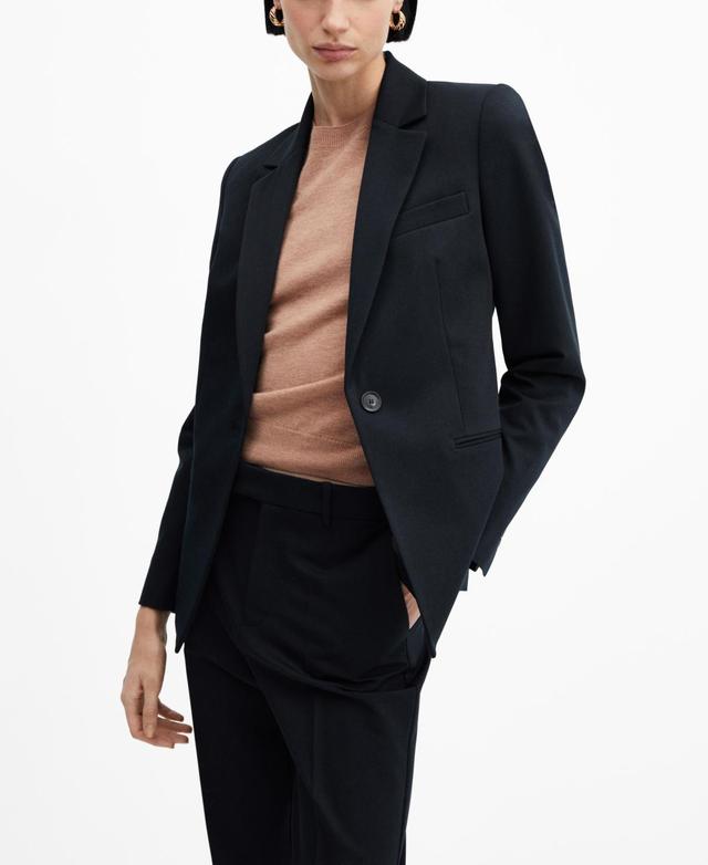 MANGO - Fitted suit blazer dark navyWomen Product Image