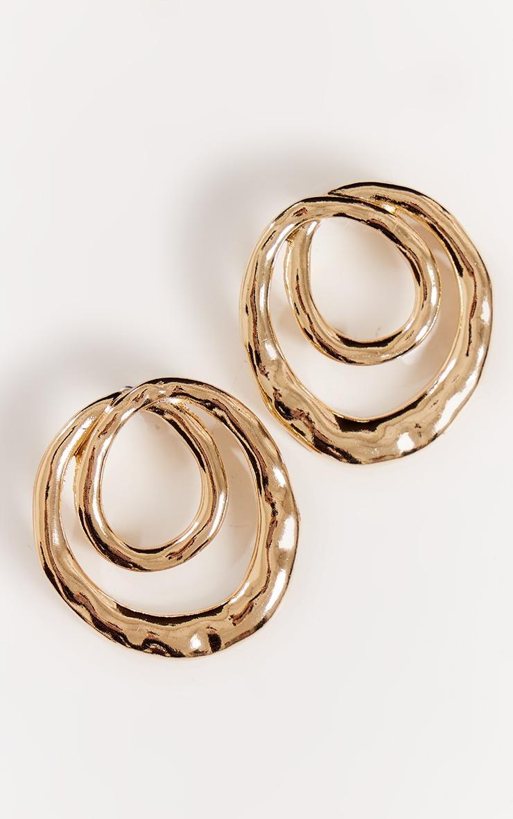 Gold Molten Swirl Round Statement Earrings Product Image