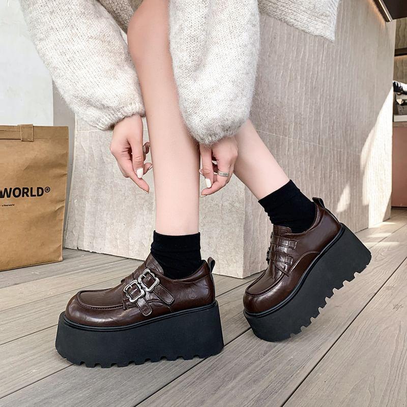 Faux Leather Buckled Ankle Shoes product image