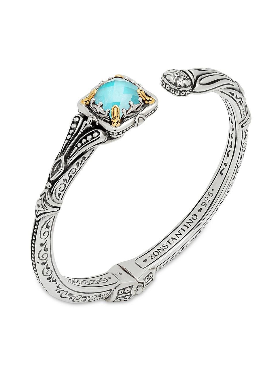 Womens Gen K 18K Gold, Sterling Silver & Turquoise Cuff Bracelet Product Image