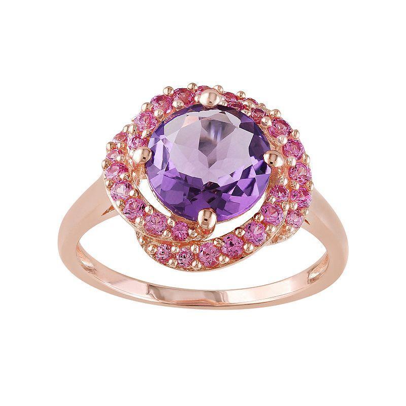 Stella Grace Sterling Silver Amethyst & Lab-Created Pink Sapphire Knot Ring, Womens Purple Product Image