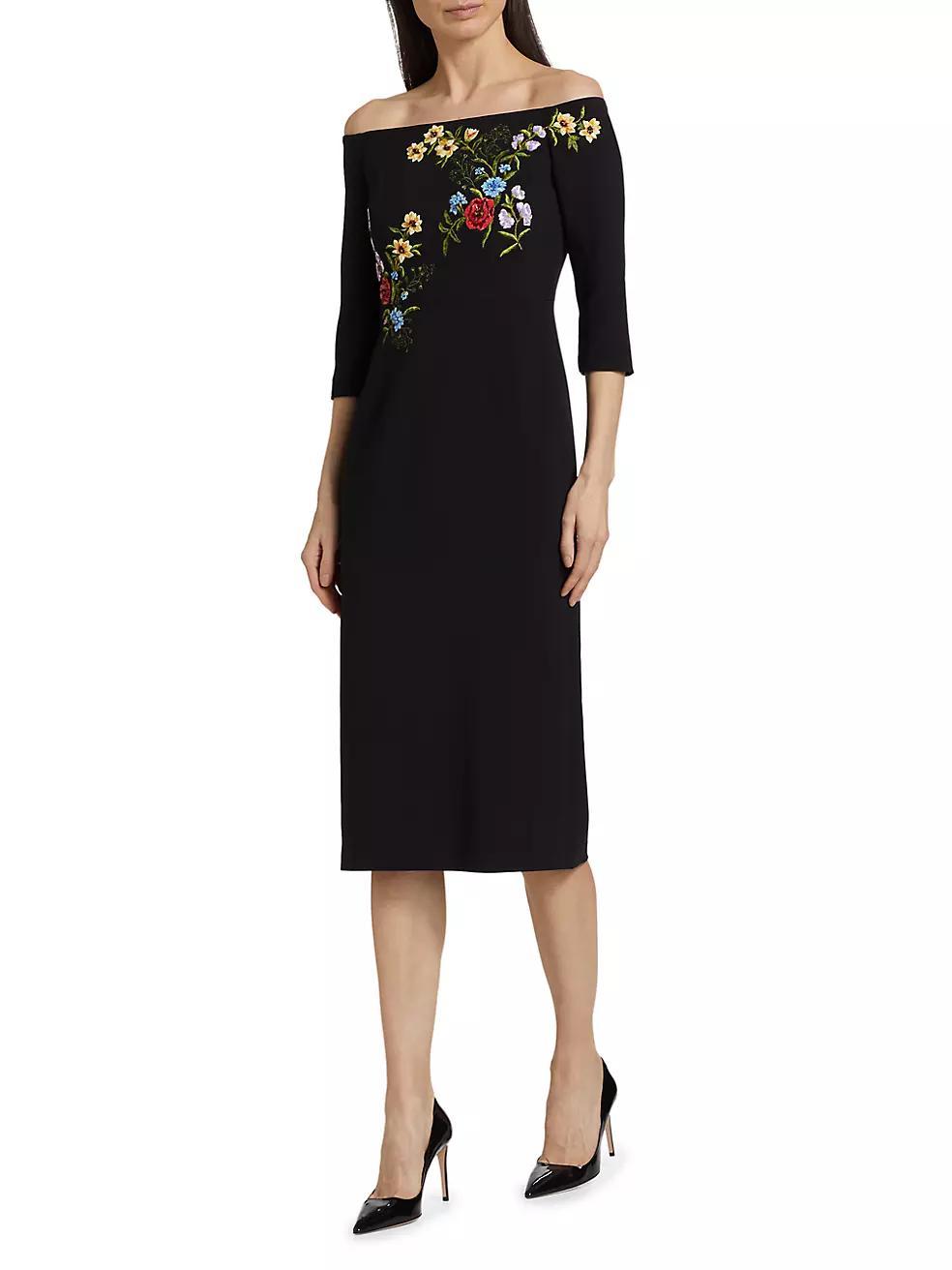 Fatima Beaded Crepe Midi-Dress Product Image