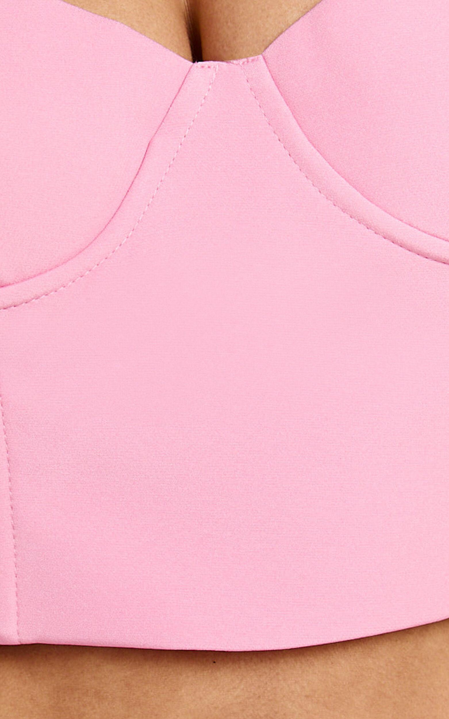 Ariana Top - Cropped Sweetheart Bustier Top in Pink Product Image