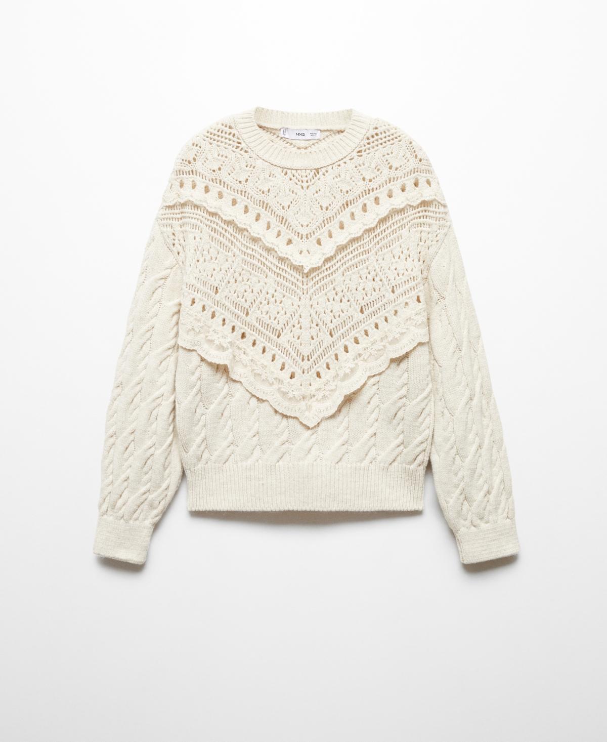 MANGO Openwork Lace Cable Stitch Sweater Product Image