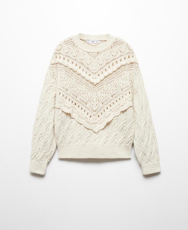 MANGO - Knit embroidered sweater ecruWomen Product Image