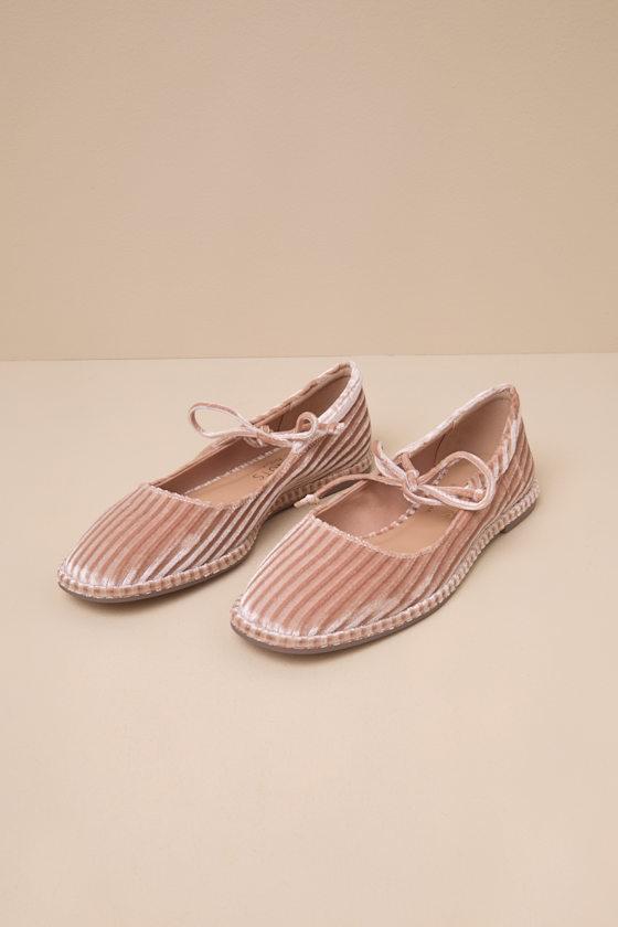 Gerry Dusty Rose Textured Velvet Bow Ballet Flats Product Image