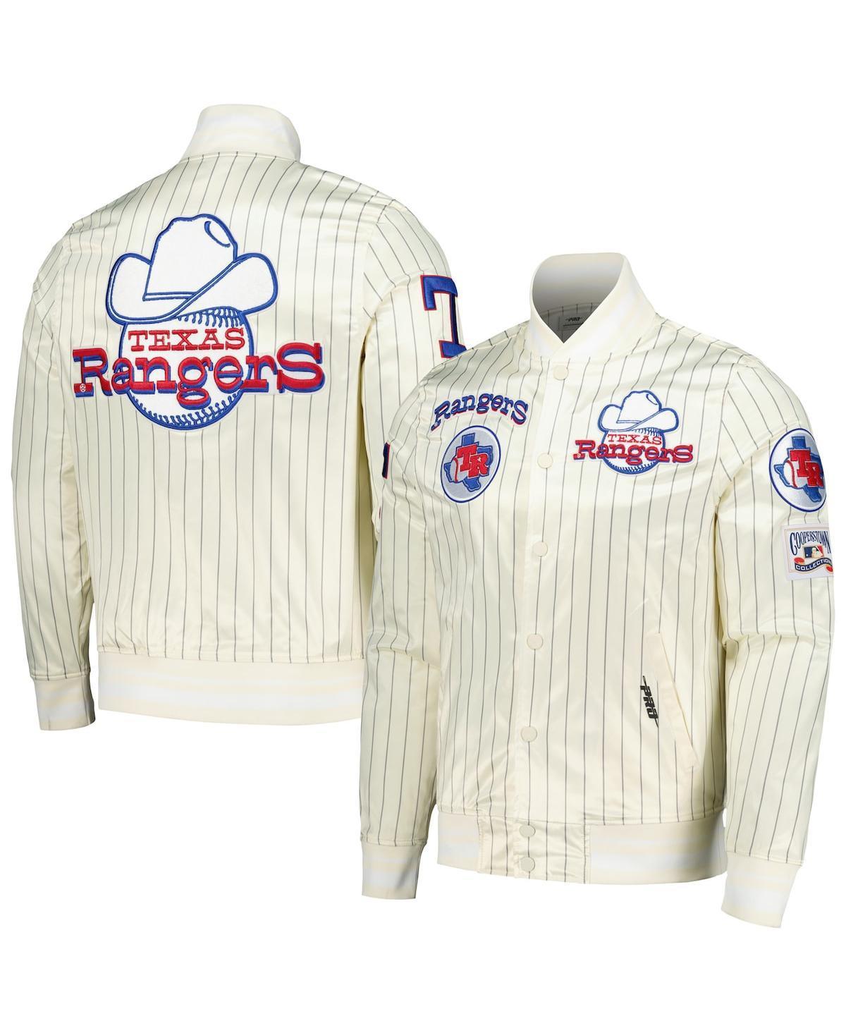 Pro Standard Mens Cream Texas Rangers Cooperstown Collection Pinstripe Retro Classic Satin Full-Snap Jacket Product Image