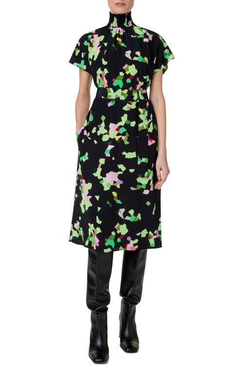 Akris punto Abstract Print Silk Crpe de Chine Dress Product Image