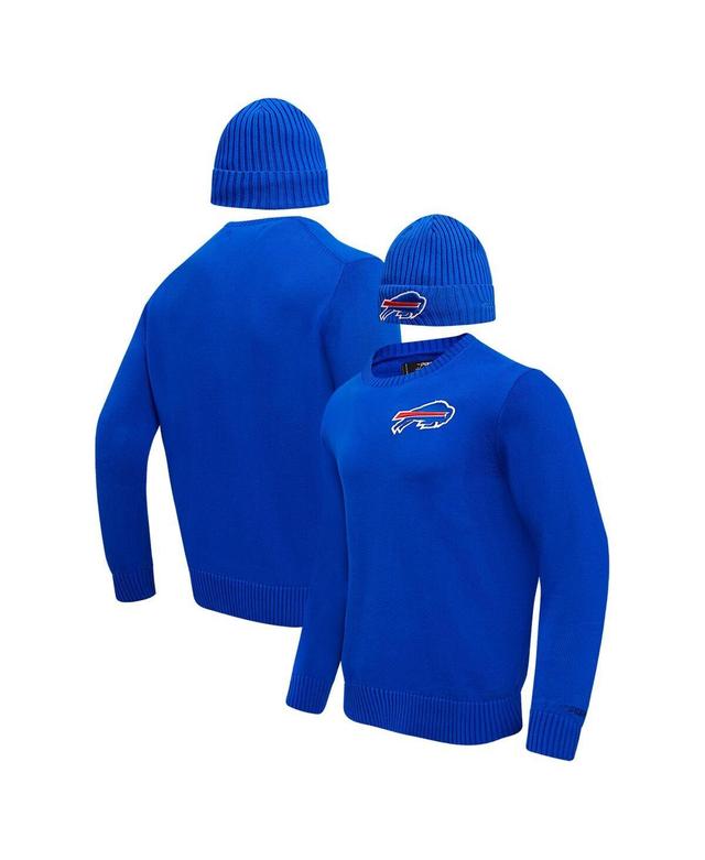 Mens Pro Standard Royal Buffalo Bills Crewneck Pullover Sweater and Cuffed Knit Hat Box Gift Set Product Image