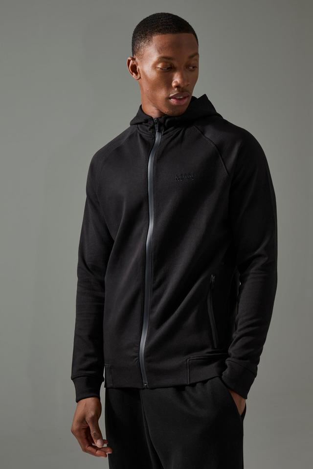 Man Active Pro Fleece Reg Fit Zip Through Hoodie | boohooMAN USA Product Image