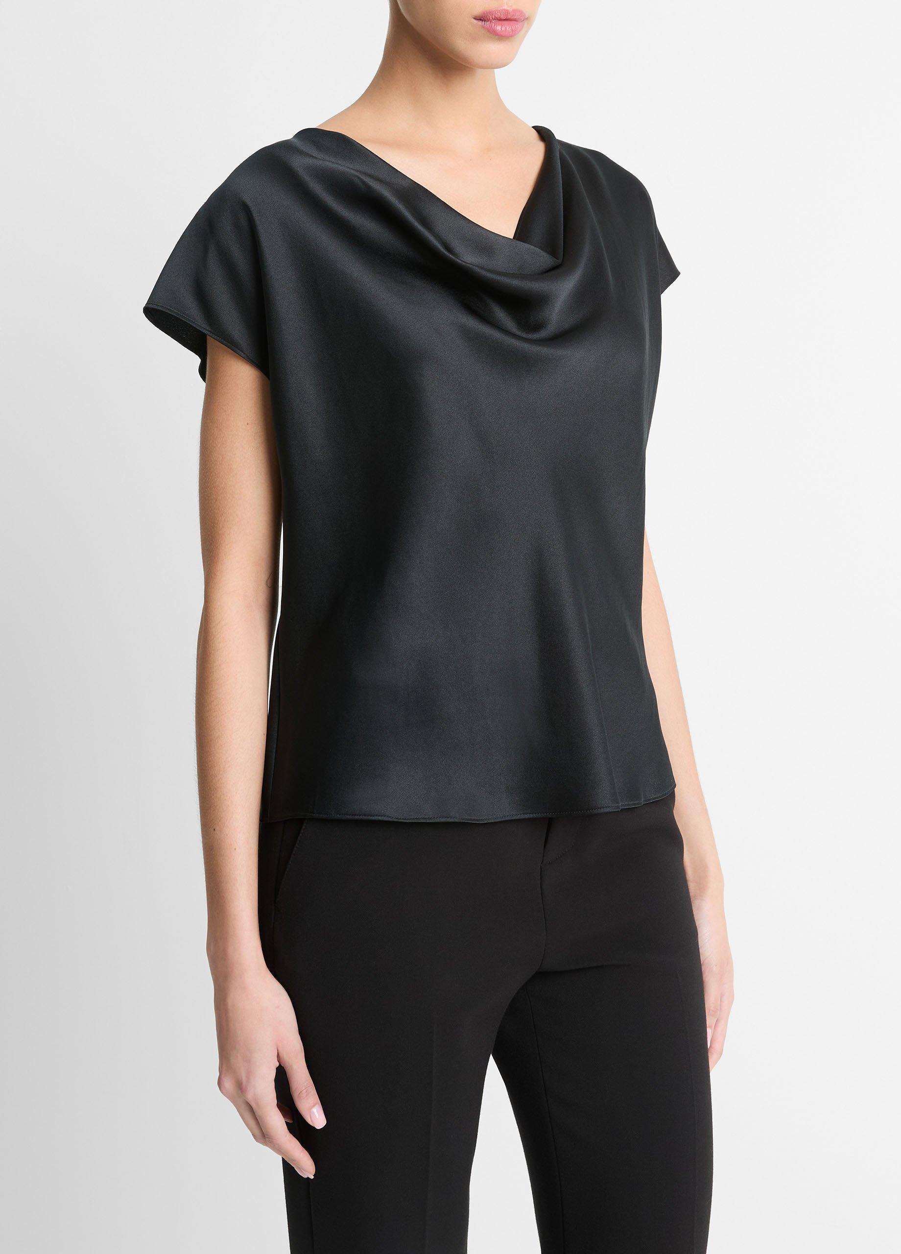 Silk Cowl-Neck Blouse Product Image