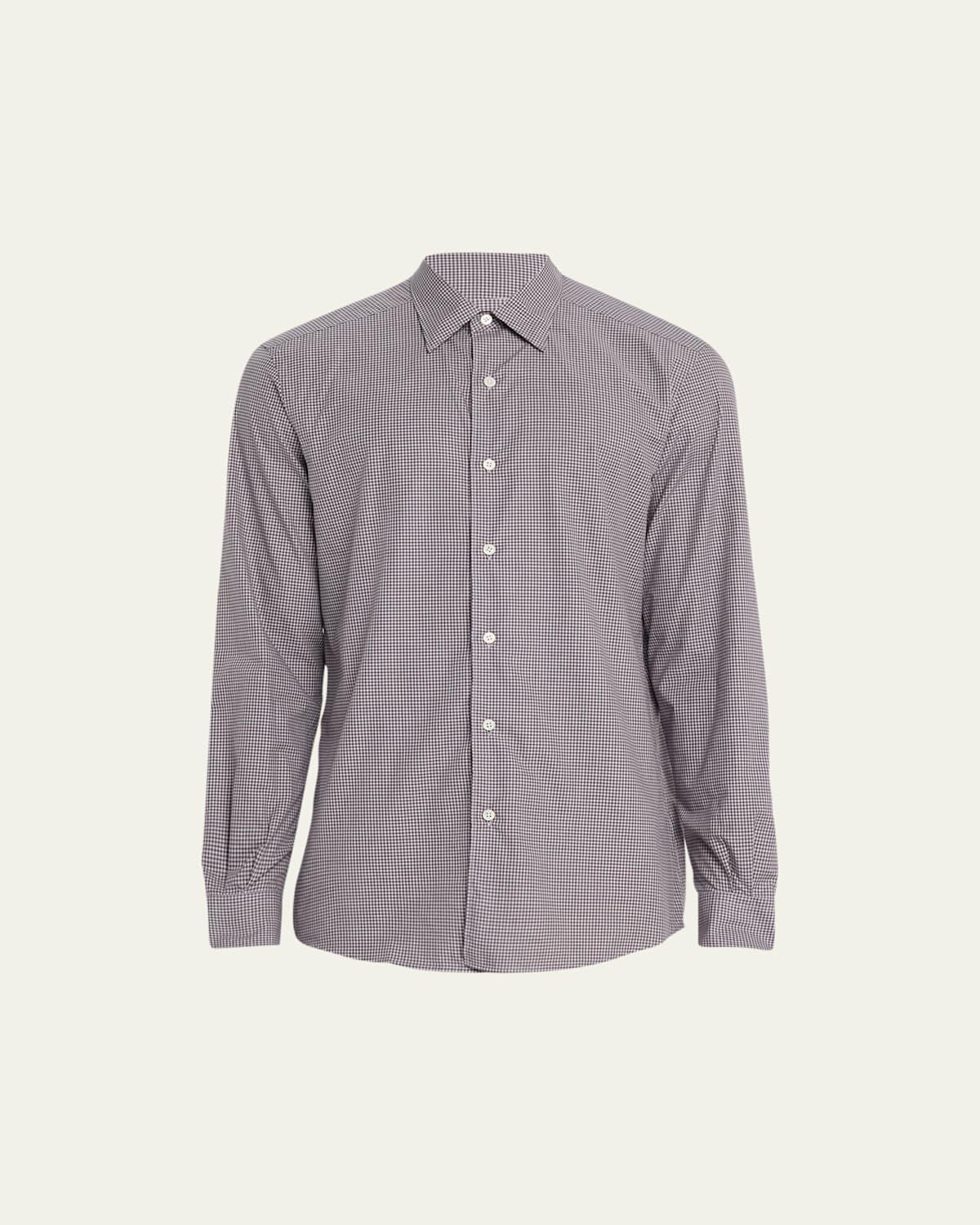 Mens Cotton Micro-Check Sport Shirt Product Image