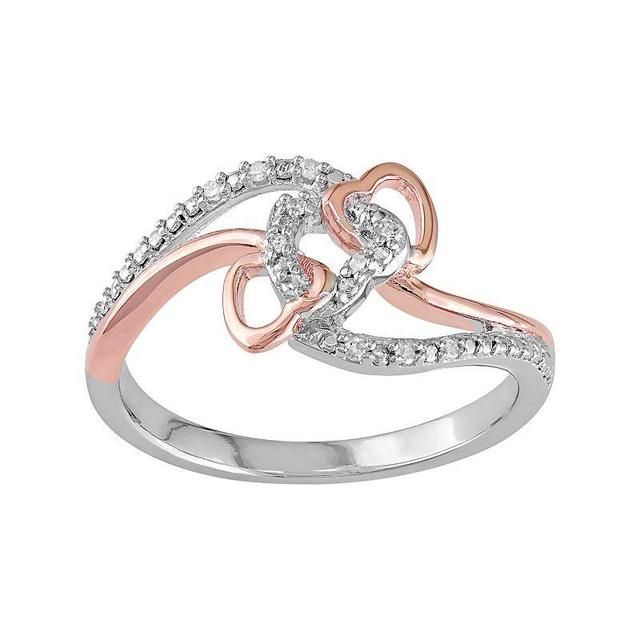 Stella Grace Diamond Accent Two Tone Sterling Silver Interlock Heart Ring, Womens White Product Image