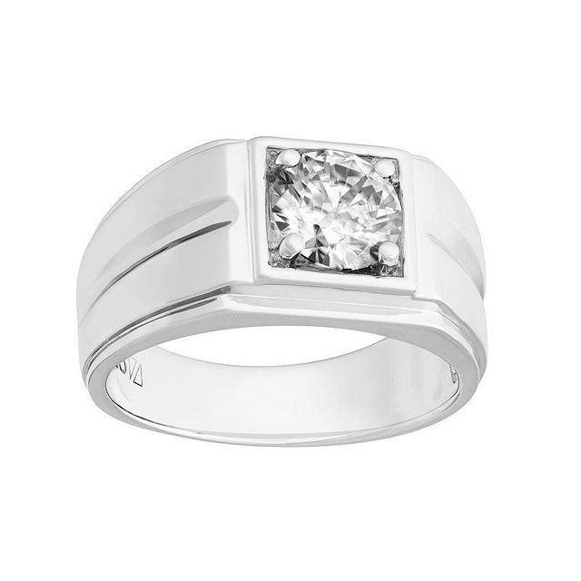 Mens AXL Sterling Silver Lab-Created Moissanite Solitaire Ring White Product Image