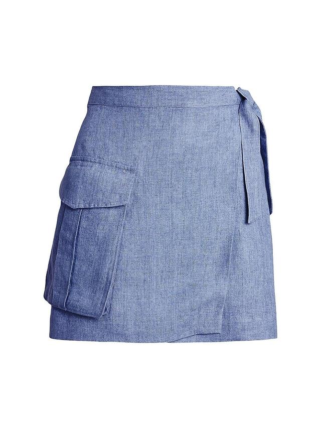 Womens Linen Wrap Cargo Miniskirt Product Image