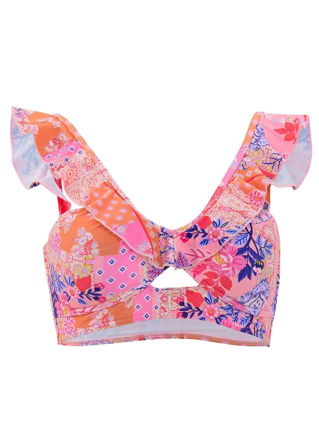 Ruffle Longline Bikini Top - Sunset Medley Product Image