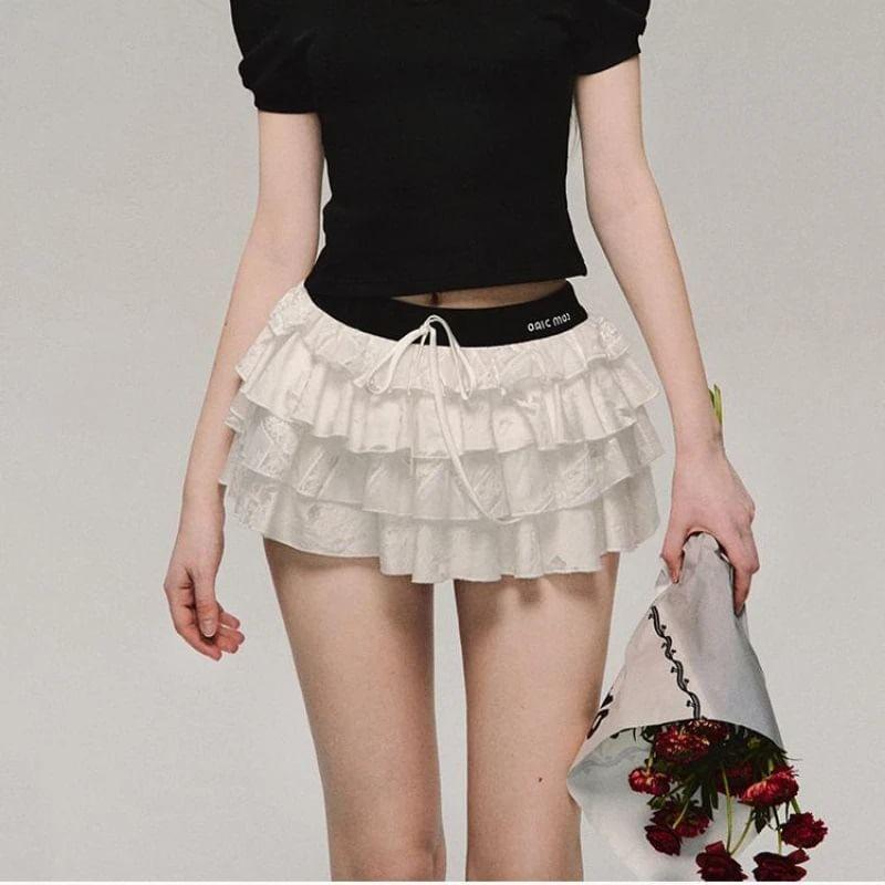 Low Rise Layered Mini A-Line Skirt Product Image