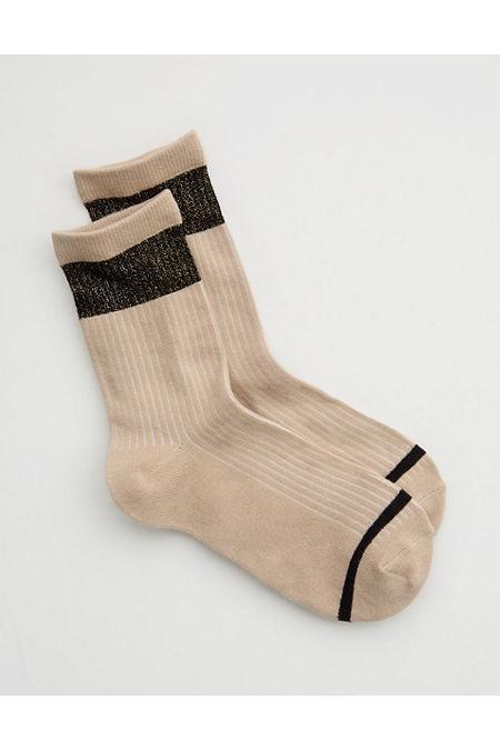 Aerie Metallic Wide Stripe Crew Socks Women's Product Image