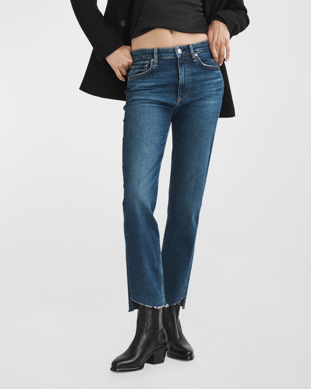 rag & bone Harlow Mid Rise Fray Curve Hem Jeans Product Image