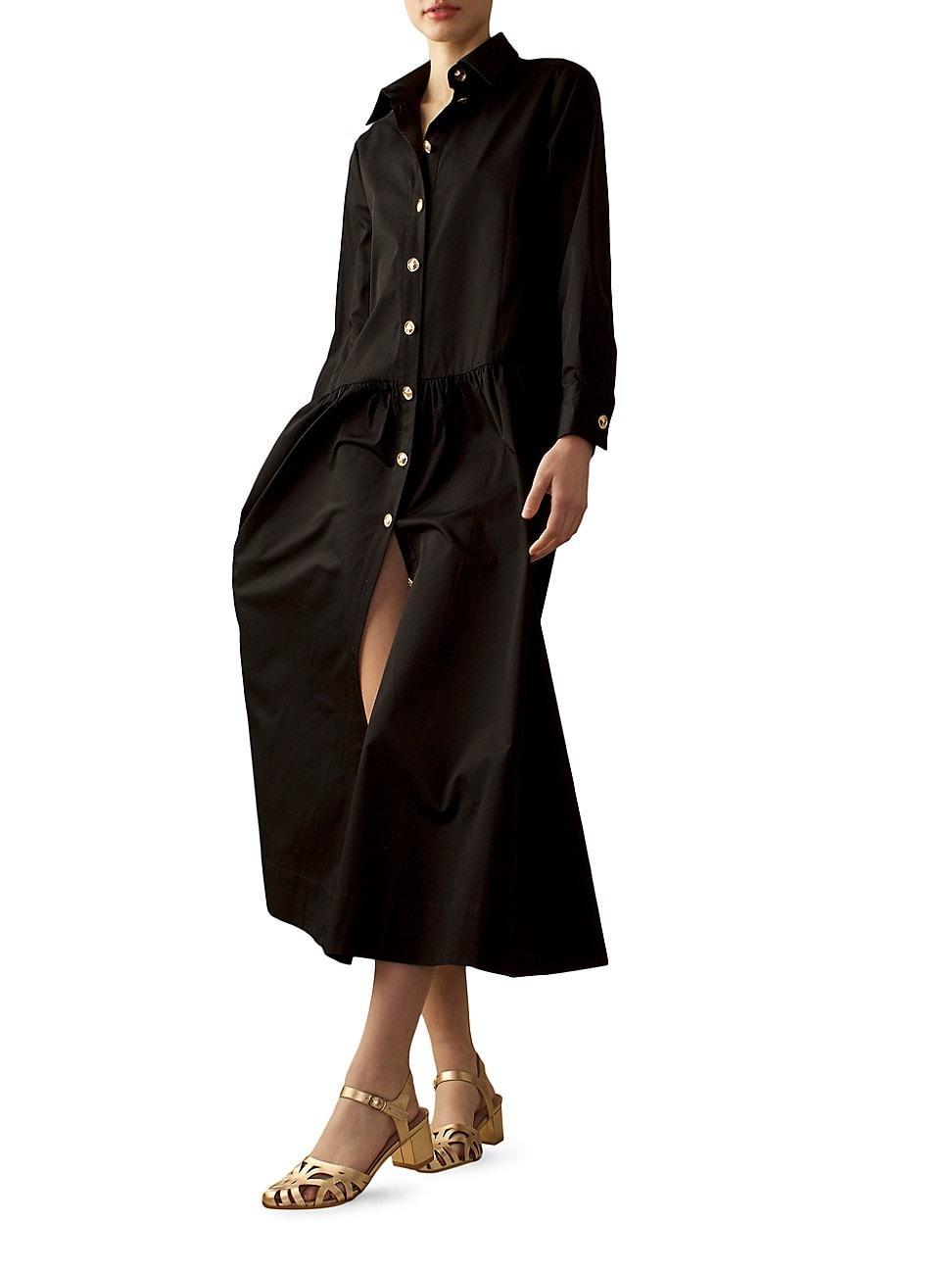 Womens Cotton Button-Front Shirt Dress Product Image