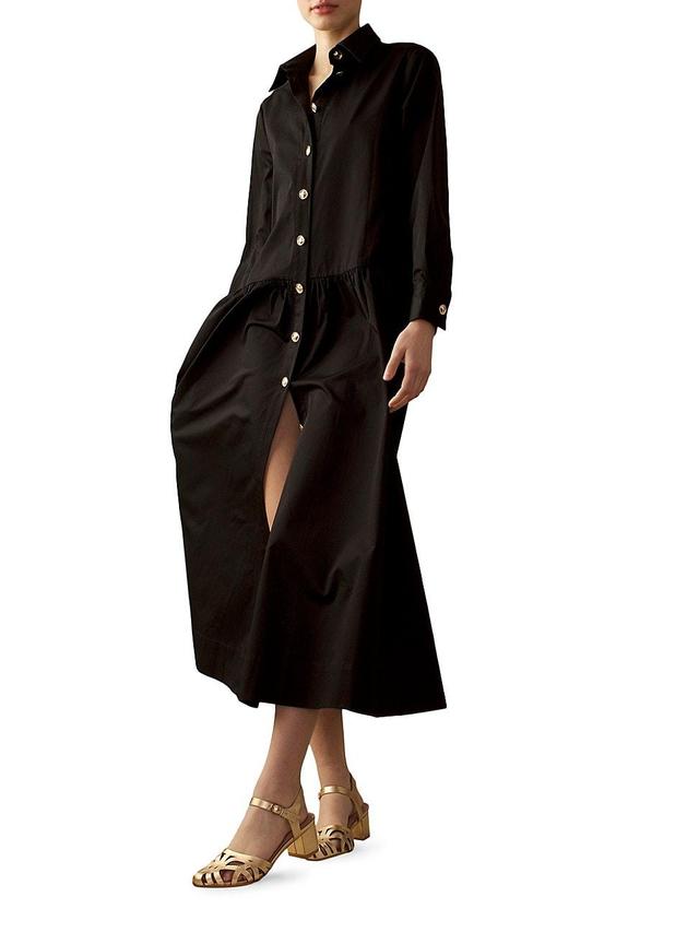 Cotton Button-Front Shirt Dress Product Image