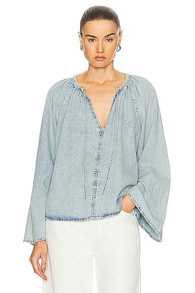 FRAME Tie Neck Denim Top Product Image