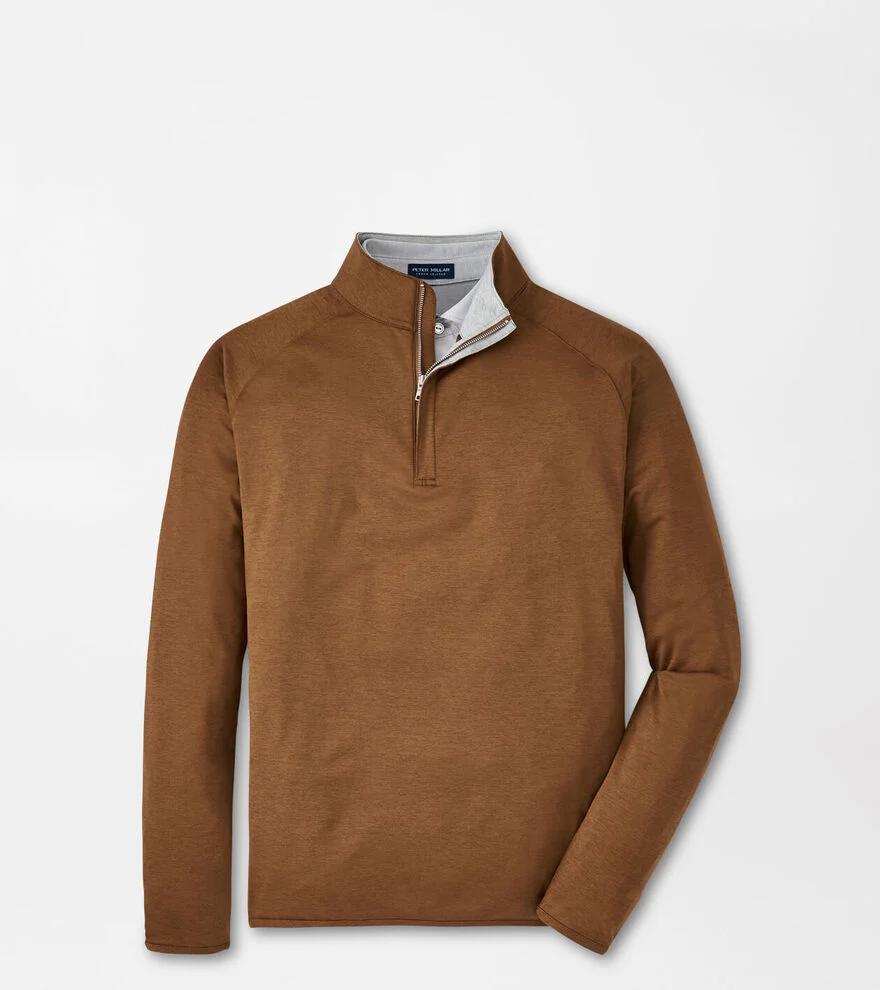 Peter Millar Mens Stealth Performance Quarter-Zip | Color: Walnut | Size: XL Product Image