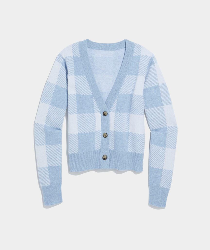 Cashmere Gingham V-Neck Cardigan Product Image