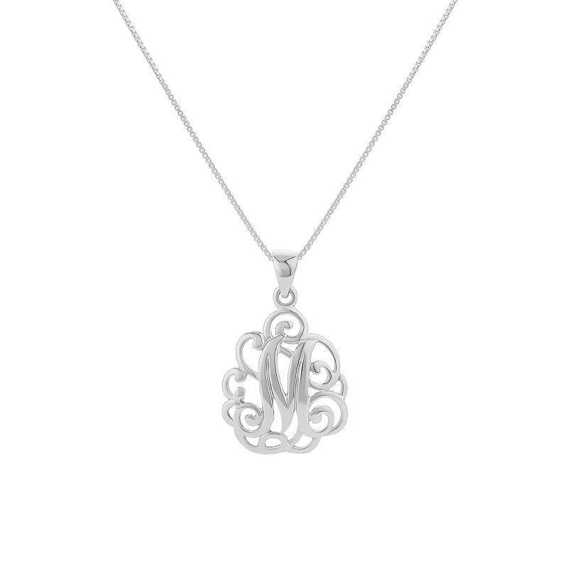 PRIMROSE Sterling Silver Monogram Initial Pendant Necklace, Womens Silver Tone S Product Image