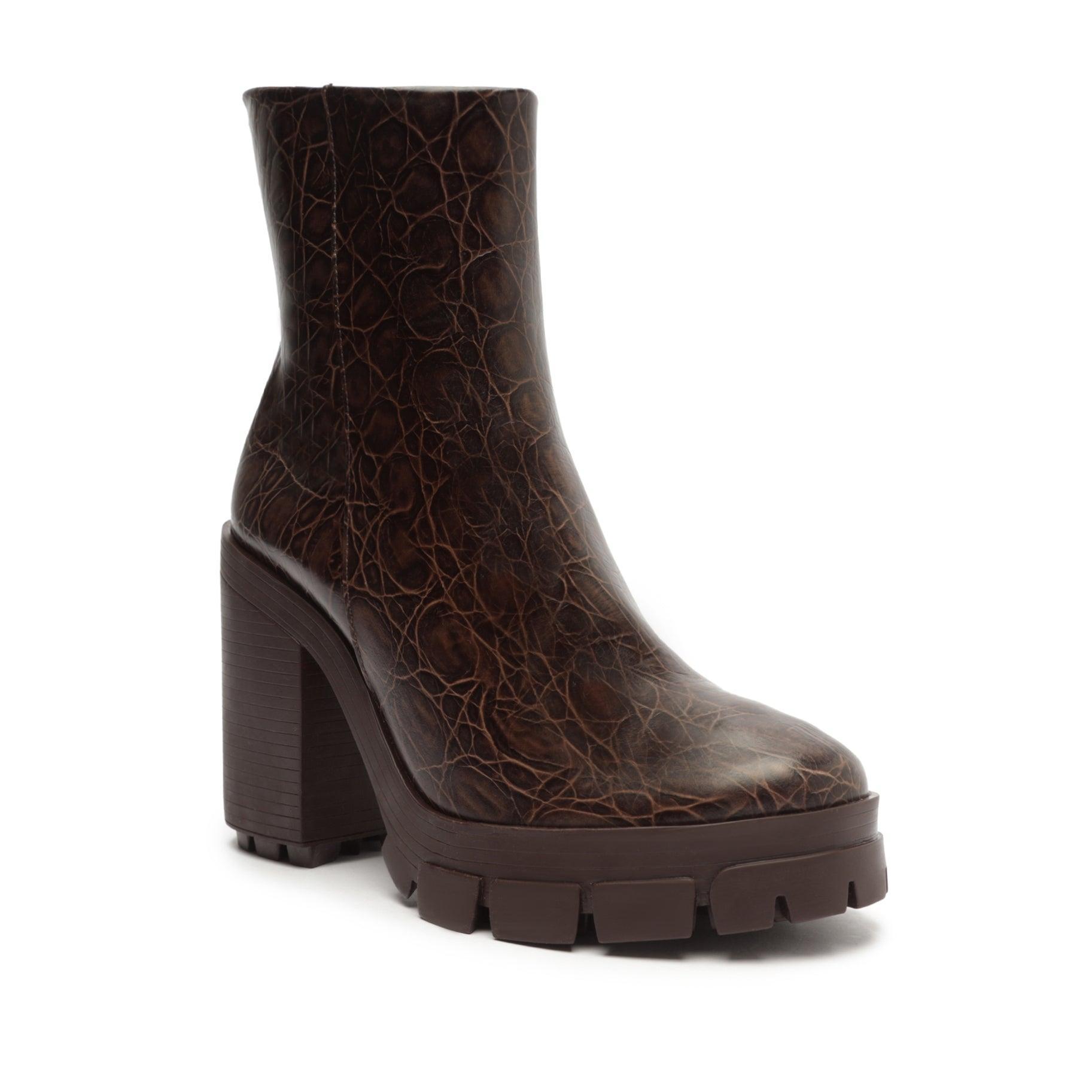 Gwendoline Crocodile-Embossed Leather Bootie Product Image