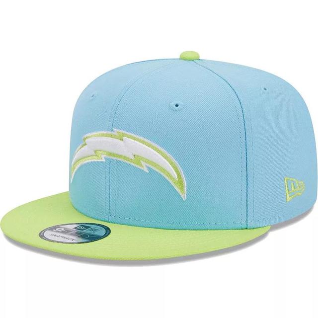 Mens New Era Blue/Neon Green Los Angeles Chargers Two-Tone Color Pack 9FIFTY Snapback Hat Product Image