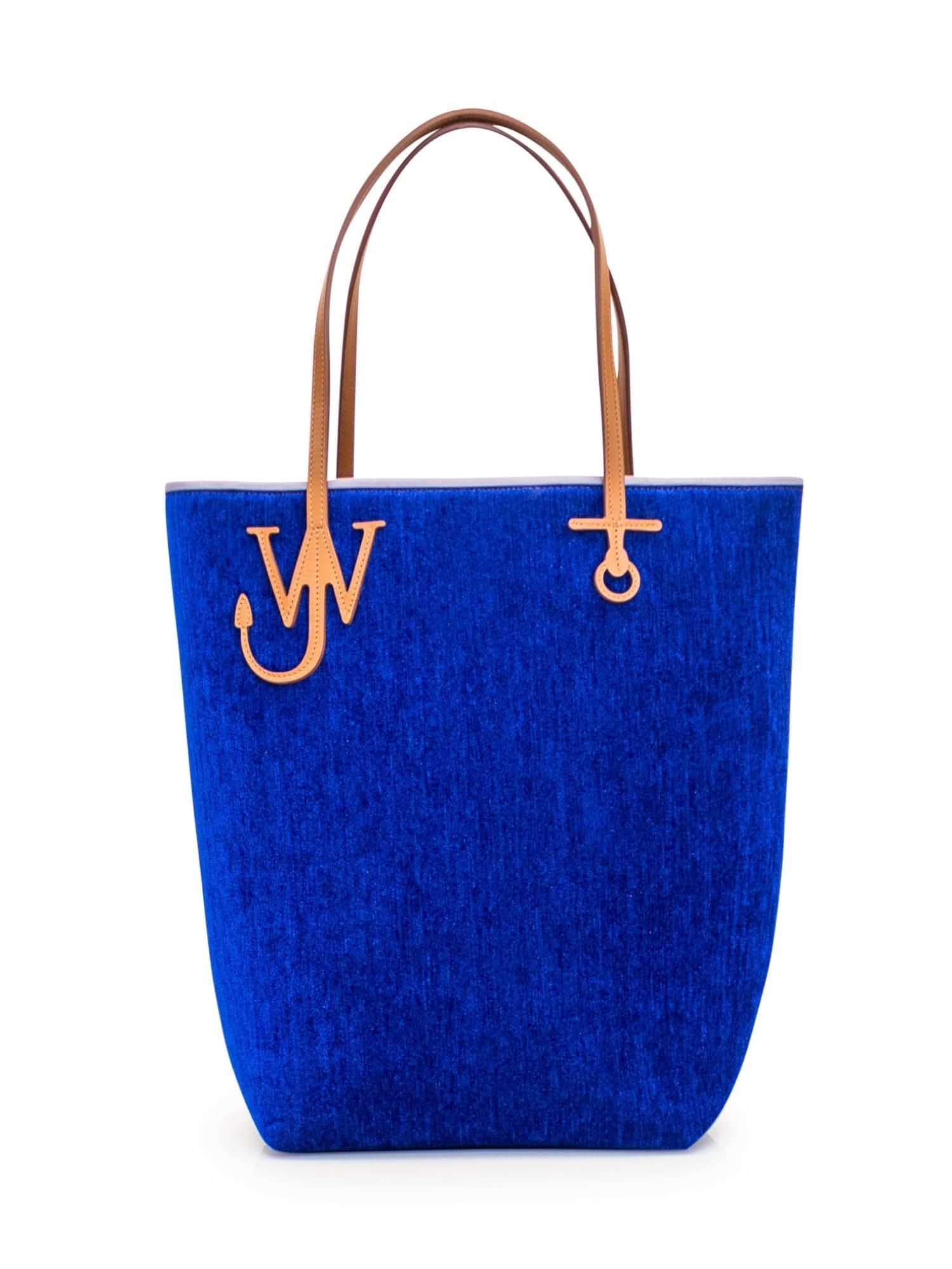 JW ANDERSON Tall Chenille Anchor Tote Bag In Blue Product Image