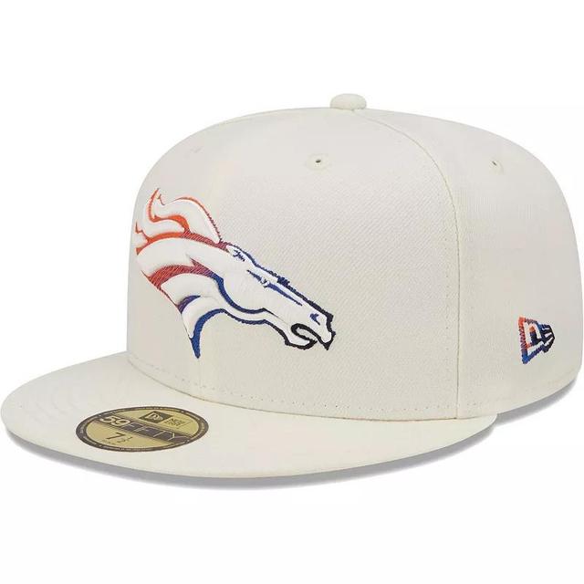 Mens New Era Cream Denver Broncos Chrome Color Dim 59FIFTY Fitted Hat Product Image