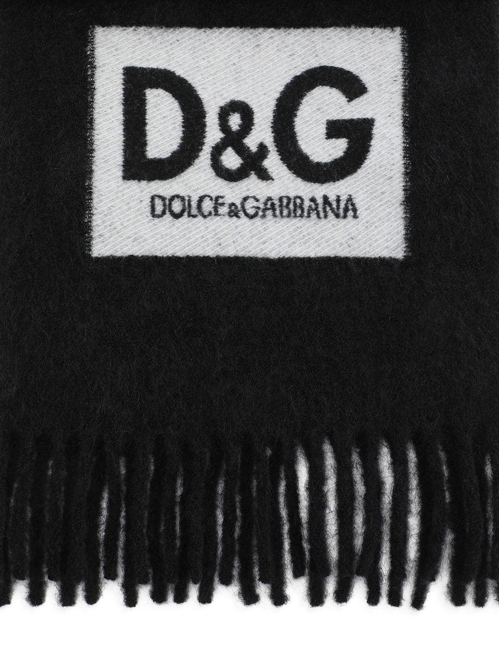 Wool Blend Scarf With Logo Intarsia In Nero Product Image