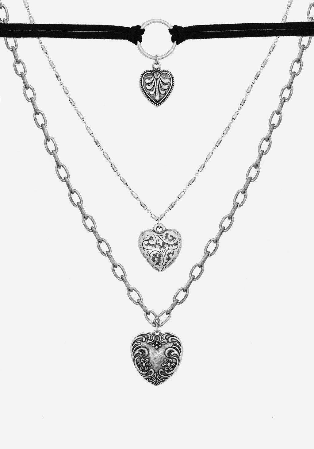 Deceiver Heart Layered Choker Necklace Product Image