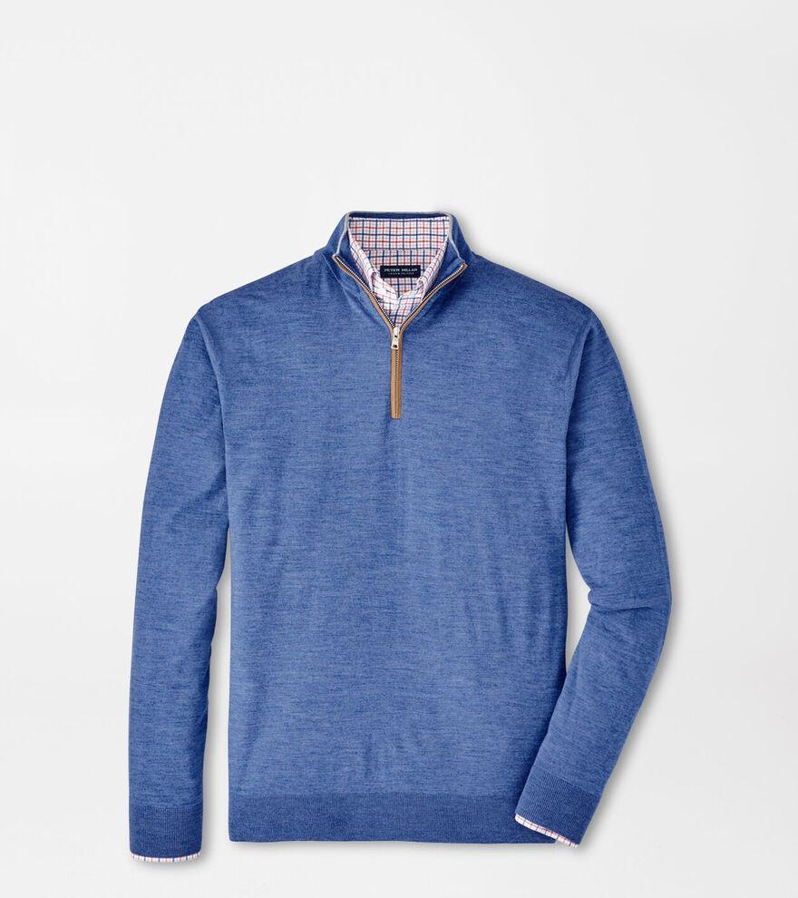 Peter Millar Mens Excursionist Flex Quarter-Zip | Color: Nordic Blue | Size: L Product Image