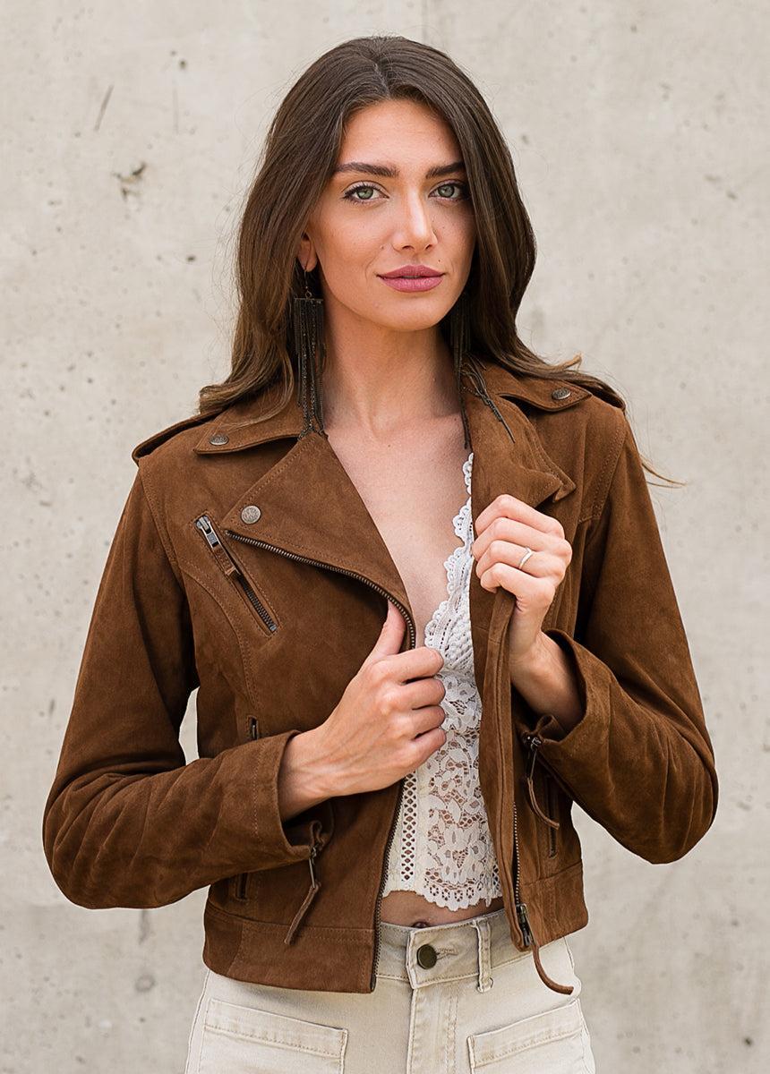 Roxana Leather Jacket in Nutmeg Product Image