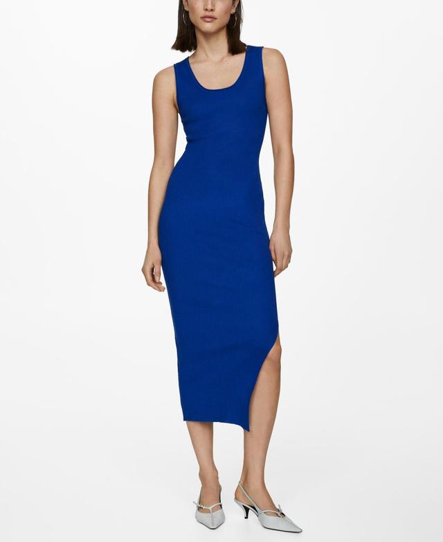 MANGO - Ribbed long dress vibrant blueWomen Product Image