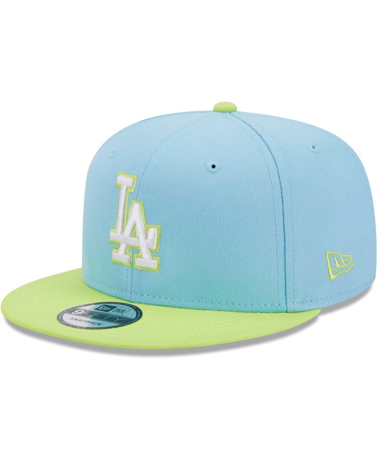 Mens New Era Light Blue and Neon Green Los Angeles Dodgers Spring Basic Two-Tone 9FIFTY Snapback Hat - Light Blue Product Image