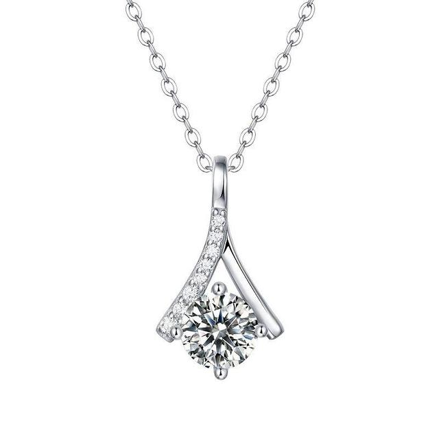 Stella Valentino Sterling Silver Lab-Created Moissanite Solitaire Ribbon Necklace, Womens Product Image