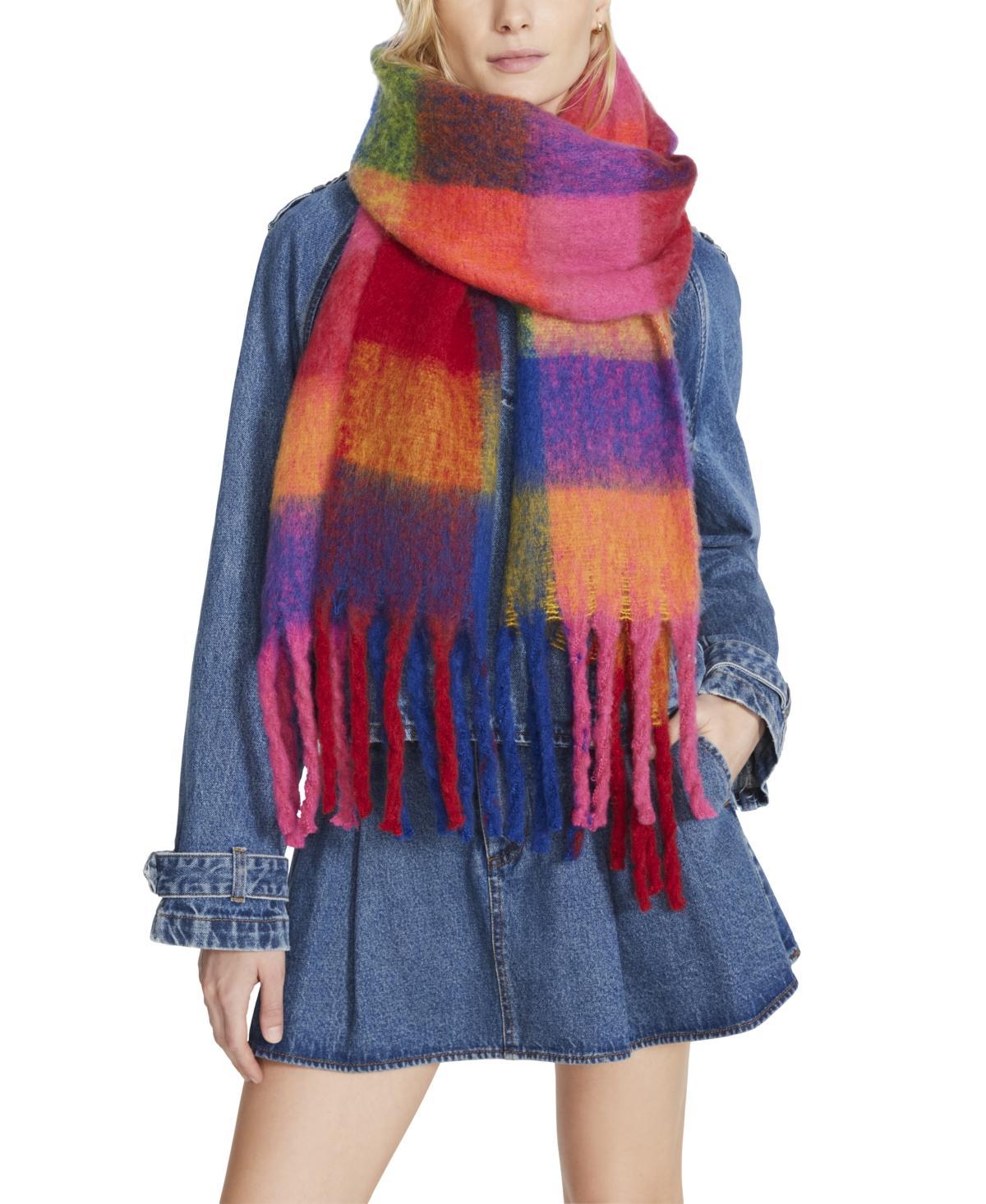 Steve Madden Womens Brushed Plaid Blanket Wrap Scarf Product Image