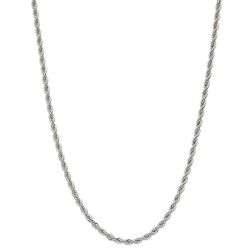 Silver Tone Long Rope Chain Necklace, Womens Product Image