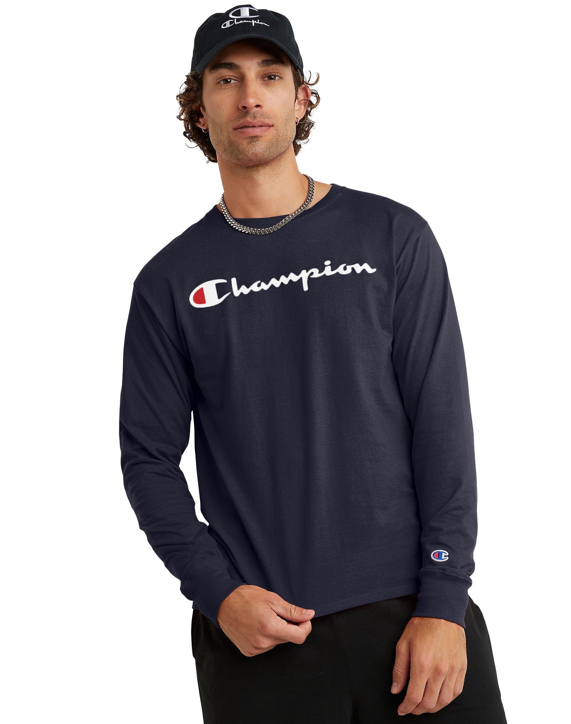 Mens Champion Classic Long Sleeve T-Shirt, Graphic Logo Black XS Product Image