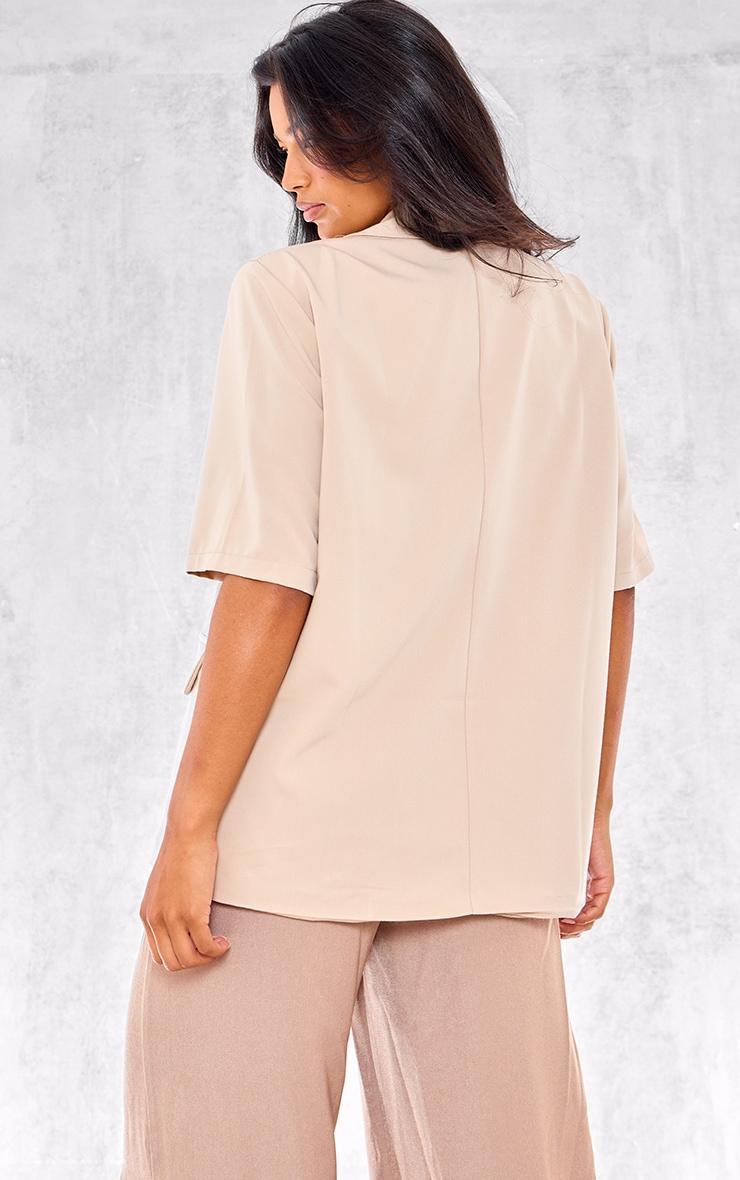 Beige Short Sleeve Oversized Blazer Product Image