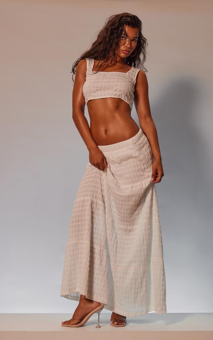 White Bubble Textured Maxi Skirt Product Image