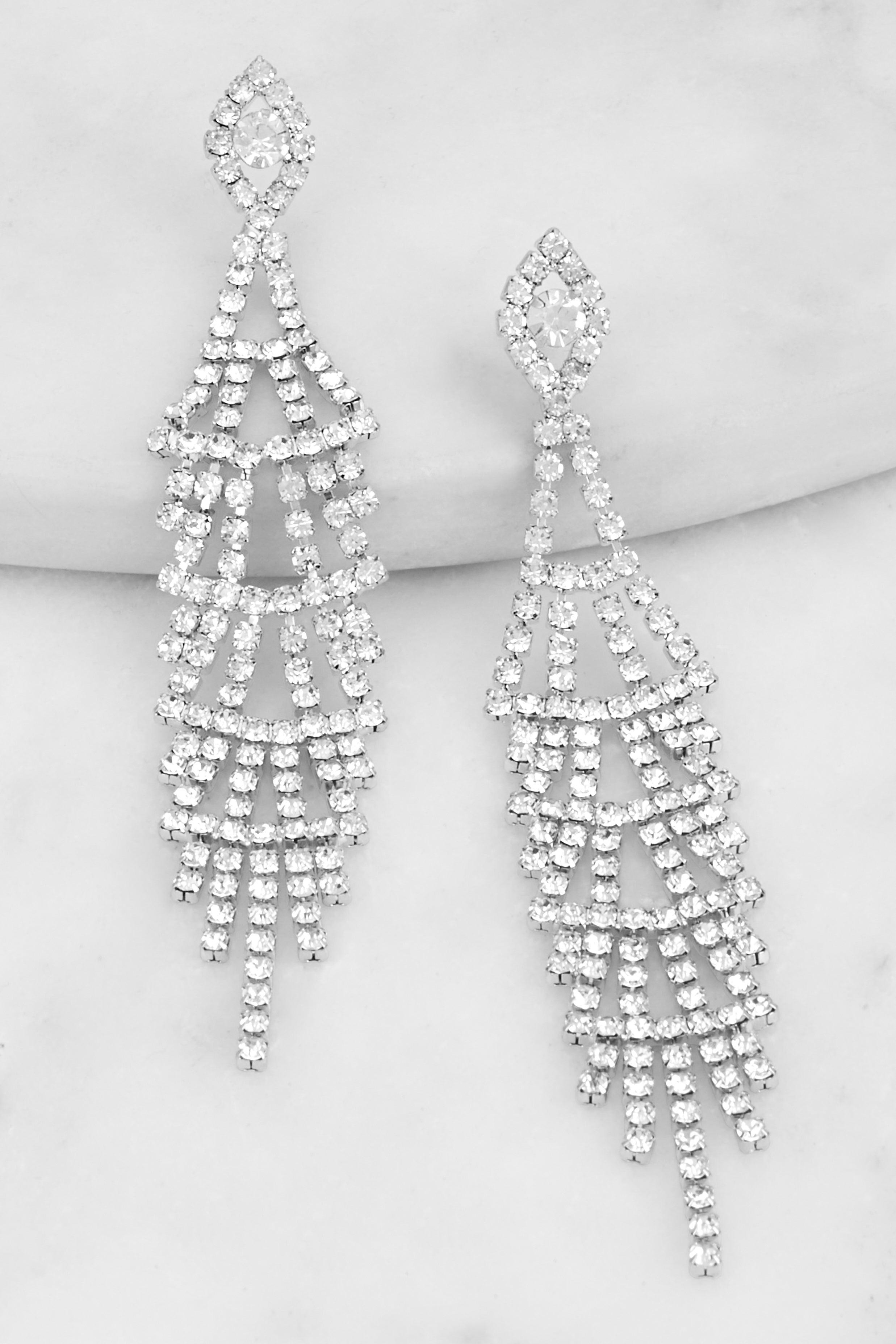 Rhinestone Chandelier Drop Earrings Female Product Image