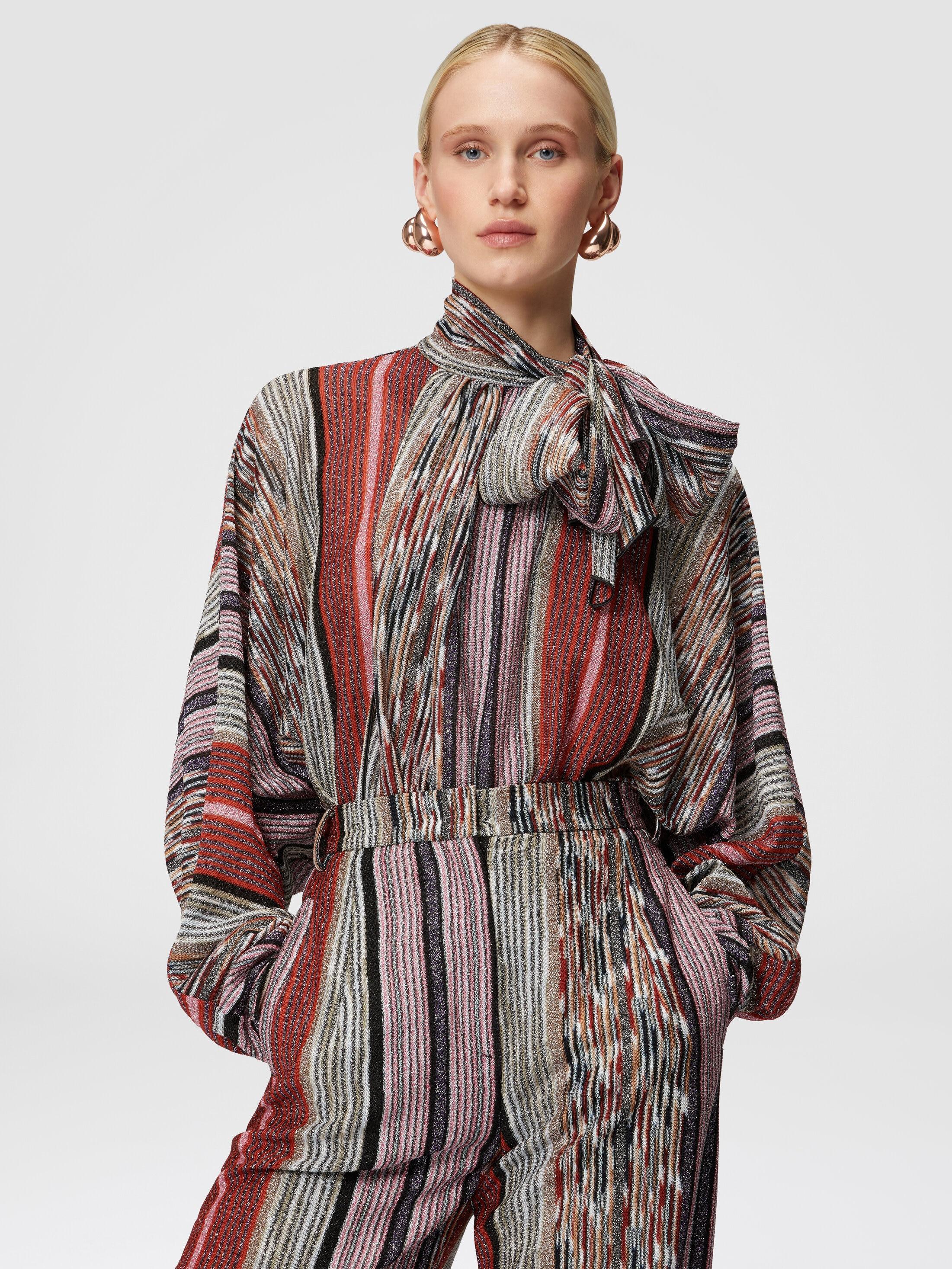 Blouse with lamé viscose scarf collar Product Image